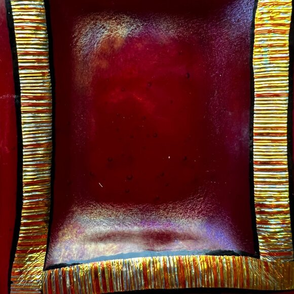 Handcrafted Dichroic Glass Dish With Gold Accents By Cindy Stalnaker of Laguna - Picture 2 of 8